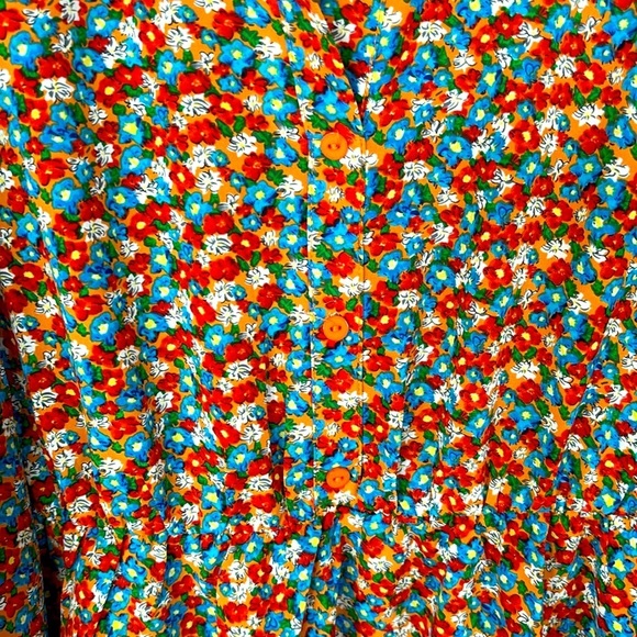 Brand New Umgee Floral Long-Sleeved Button Down Dress Crochet Trim Collared Mini - Picture 8 of 16